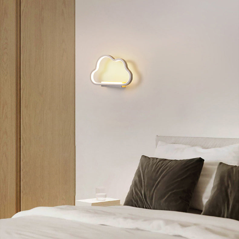 Contemporary Simplicity Aluminum Cloud Frame Silicone Strip LED Kids Wall Sconce Lamp For Bedroom