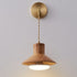 Traditional Japanese Round Mushroom Shape Wood 1-Light Wall Sconce Lamp For Bedroom