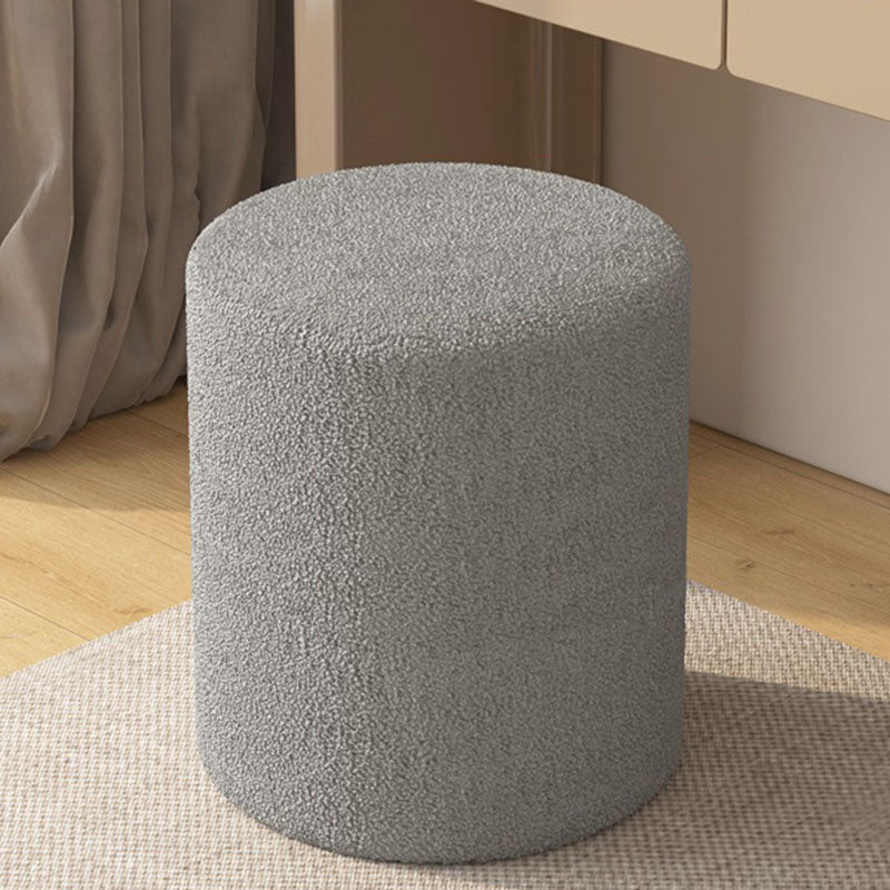 Modern Minimalist Cylinder Frame Lambswool Solid Wood Vanity Stool For Bedroom