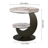 Modern Luxury Round Crescent Moon Frame Slab Carbon Steel End Table 2-Tray For Living Room