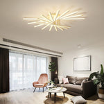 Modern Minimalist Iron Acrylic Rectangular Line LED Semi-Flush Mount Ceiling Light For Living Room