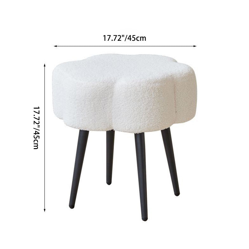 Modern Minimalist Cloud Lambswool Carbon Steel Vanity Stool For Bedroom