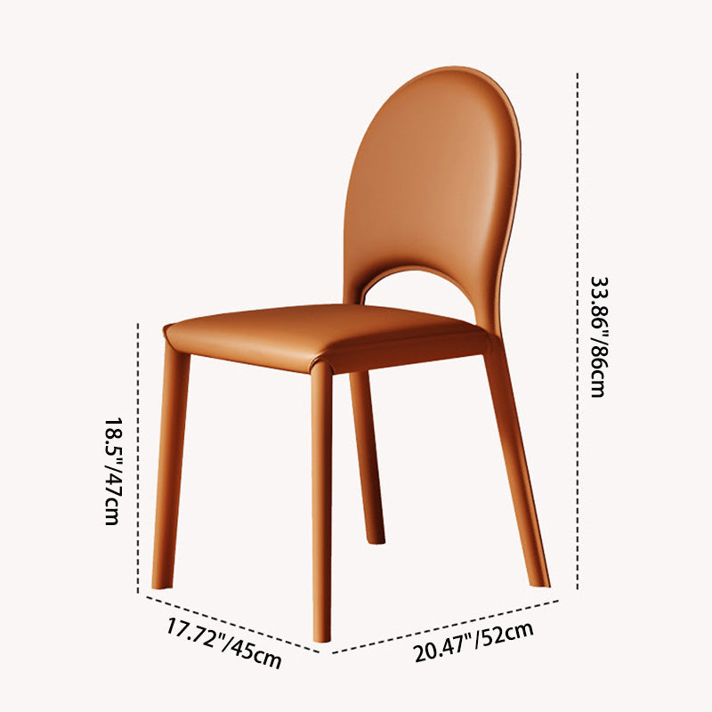 Contemporary Nordic Square Oval Leather Carbon Steel Dining Chair Backrest For Dining Room