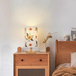 Modern Minimalist Round Fabric Wood 1-Light Table Lamp For Bedroom