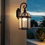 Traditional Vintage Hexagonal Castle Aluminum Glass 1-Light Outdoor Wall Sconce Lamp For Garden