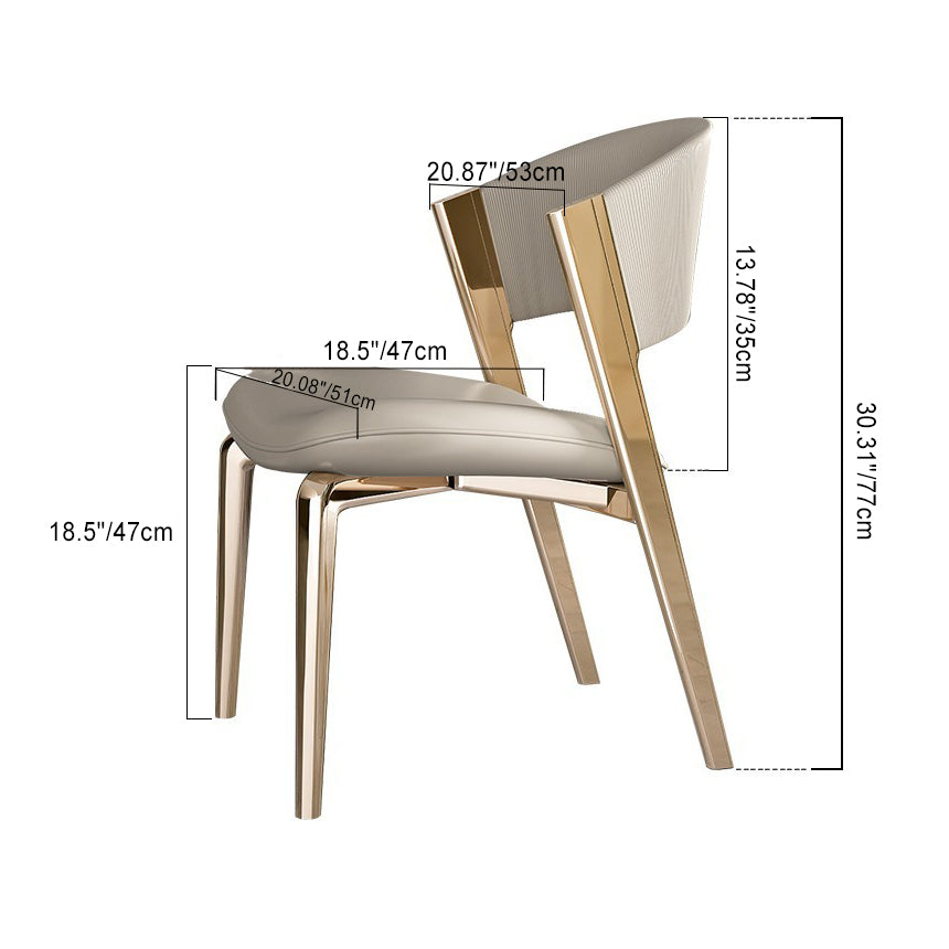 Modern Luxury Square Leather Stainless Steel Foam Dining Chair Four Legs Backrest For Dining Room