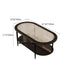 Contemporary Retro Elliptical Weaving Glass Iron Coffee Table 2-Tier For Living Room
