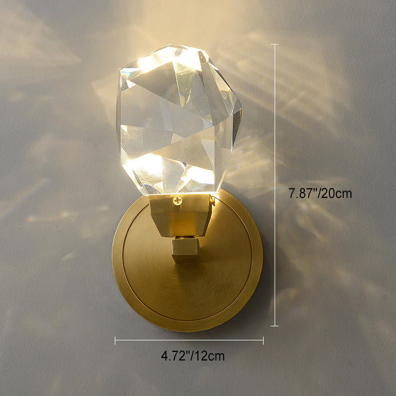 Contemporary Luxury Crystal Diamond Brass LED Wall Sconce Lamp For Hallway