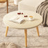 Modern Minimalist Round Marble Veneer Wood End Table 1-Tier For Living Room