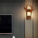 Contemporary Scandinavian Antler Cylinder Resin Glass 1-Light Wall Sconce Lamp For Living Room