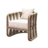 Contemporary Scandinavian Square Wood Rattan Fabric Chair Backrest Armrest For Living Room