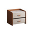 Modern Simplicity Rectangular Slab Saddle Leather Wood Nightstand 2-Drawer For Bedside
