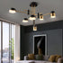 Modern Minimalist Cylinder Iron Acrylic 4/6/8 Light Chandelier For Living Room