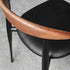 Contemporary Nordic Square Cowl Curved Back Leather Solid Wood Iron Dining Chair For Dining Room