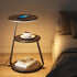 Contemporary Nordic Round Walnut Marble Iron Nightstand Mobile Phone Wireless Charging 2-Tier For Bedside