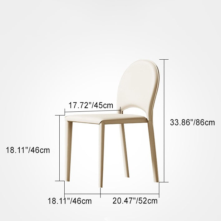 Modern Minimalist Saddle Leather Carbon Steel Sponge Square Elliptical Dining Chair Backrest For Dining Room