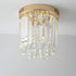 Modern Luxury Round Cylinder Crystal Hardware Base 1-Light Flush Mount Ceiling Light For Hallway