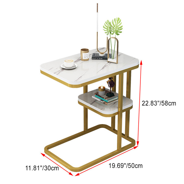 Modern Minimalist Square Metal Artificial Panel End Table For Living Room