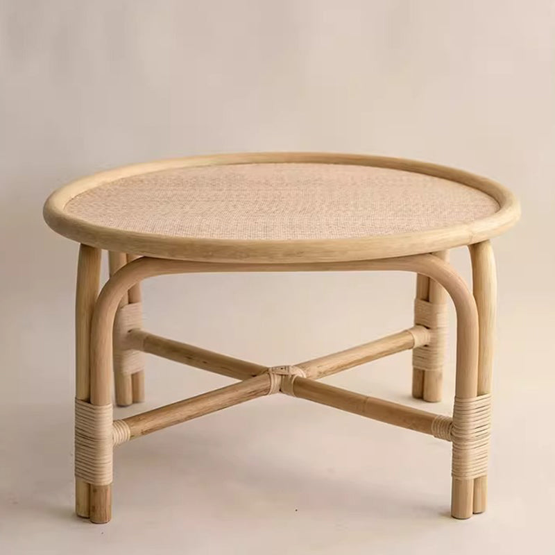 Contemporary Nordic Round Rattan Coffee Table For Living Room