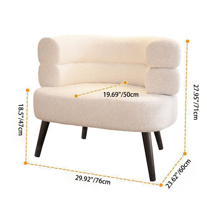 Contemporary Nordic Round Lambswool Upholstered Vanity Stool Backrest Armrest For Bedroom