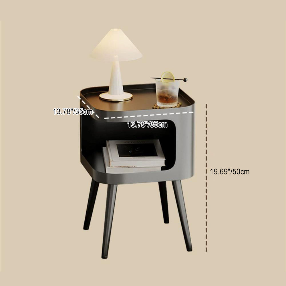 Contemporary Creative Square Carbon Steel End Table 1-Storage For Living Room