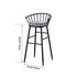 Modern Minimalist Round Upholstered Striped Velvet Iron Bar Stool Backrest For Dining Room