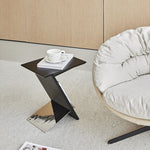 Contemporary Scandinavian Z-shaped Wood Metal Coffee Table For Living Room