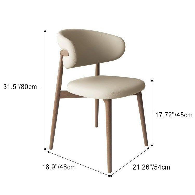 Contemporary Nordic Square Leather Metal Frame Dining Chair Backrest Armless For Dining Room