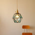 Traditional Vintage Polygonal Brass Stained Glass 1-Light Pendant Light For Living Room