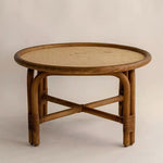 Contemporary Nordic Round Rattan Coffee Table For Living Room