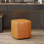 Modern Minimalist Square Microfiber Leather Solid Wood Low Stool Backless Armless For Living Room