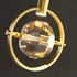 Modern Luxury Full Copper Circle Ring Crystal Ball LED Pendant Light For Living Room