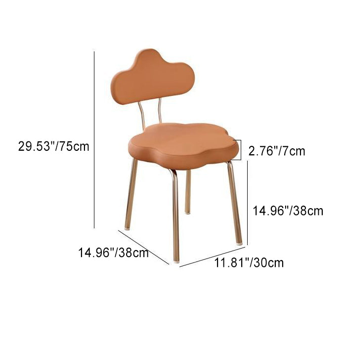 Contemporary Nordic Flower Shape Leather Metal Swivel Dining Chair Backrest For Living Room