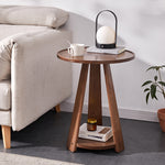 Modern Simplicity Round Rubber Wood End Table 2-Tier For Living Room