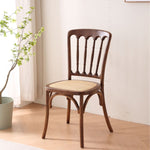 Traditional Vintage Round Rattan Solid Wood Dining Chair Backrest For Dining Room