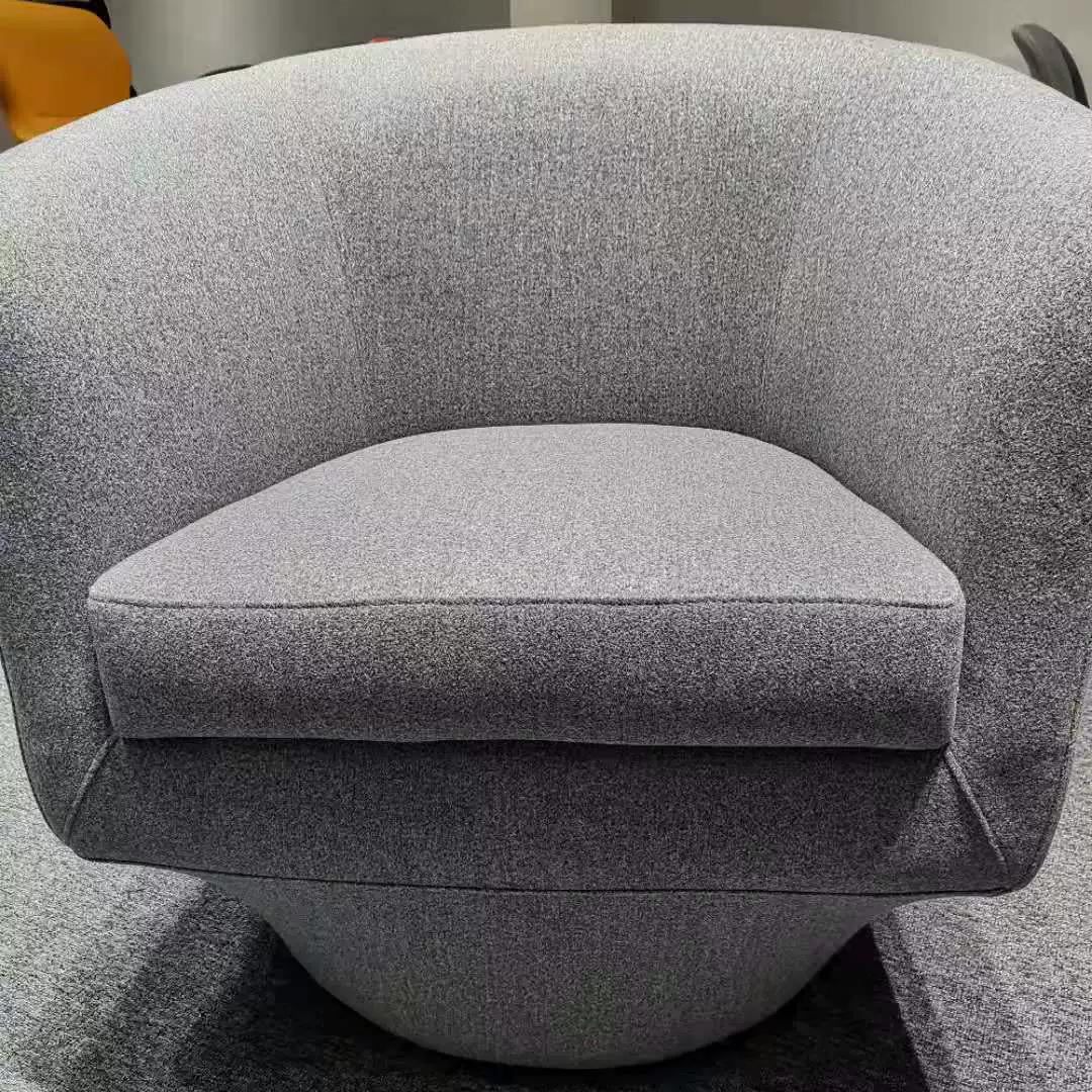 Modern Minimalist Ring Frame Solid Wood Cotton Linen High Density Sponge Accent Chair Backrest Armrest For Living Room