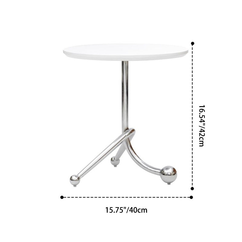 Contemporary Nordic Round Tripod Base Density Plate Stainless Steel Coffee Table For Living Room