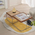 Traditional Vintage Square Solid Wood Rattan Glass Stainless Steel Coffee Table 4-Leg For Living Room