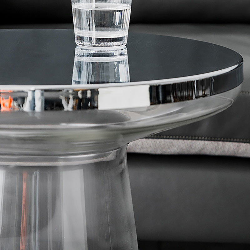 Modern Minimalist Round Cone Hardware Glass Coffee Table For Living Room