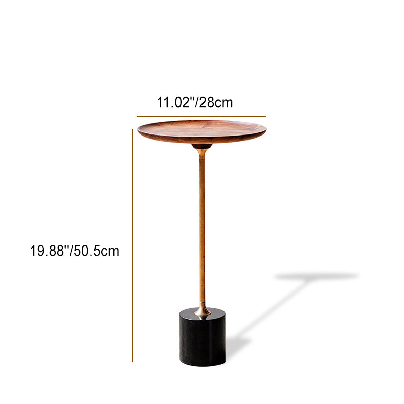 Modern Minimalist Round Wood Metal End Table For Living Room