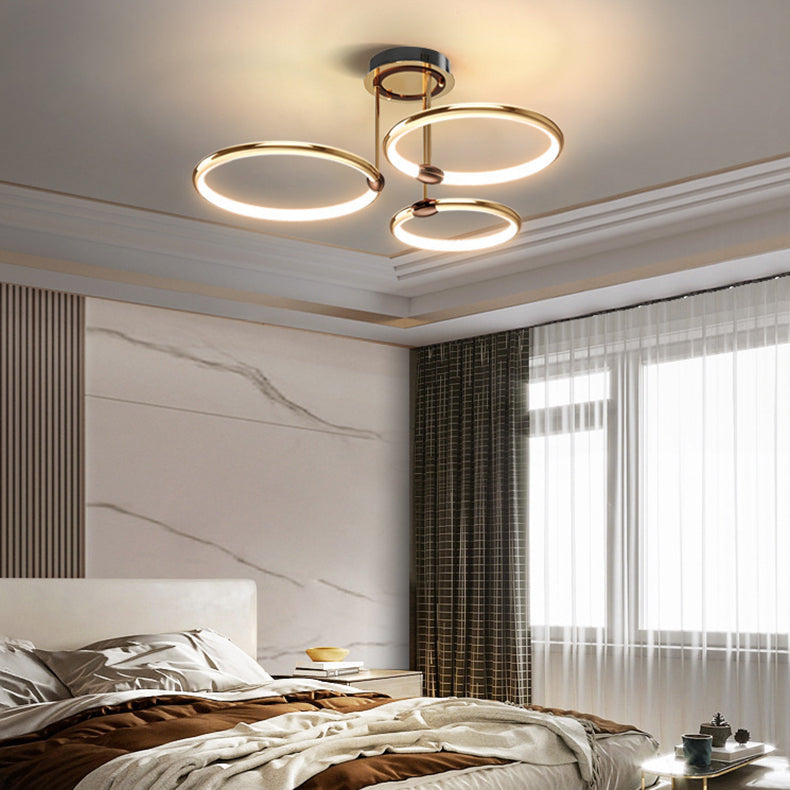 Contemporary Luxury Circle Combo Design LED Semi-Flush Mount Ceiling Light For Bedroom