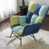 Contemporary Nordic Patchwork Linen Upholstered Rocking Chair Armrest Backrest For Living Room