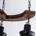 Traditional Japanese Wood Double Moon Design Iron Glass Bottle Shade 4-Light Island Light Chandelier For Dining Room