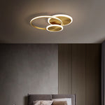 Modern Minimalist Triple Circle Full Copper Acrylic LED Flush Mount Ceiling Light For Bedroom