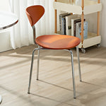 Contemporary Scandinavian Wood Oil Waxed Leather Round Cushion Dining Chair Backrest For Dining Room