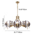 Modern Luxury Golden Finished Framed Curved Glass Panel 6/8-Light Chandelier For Dining Room