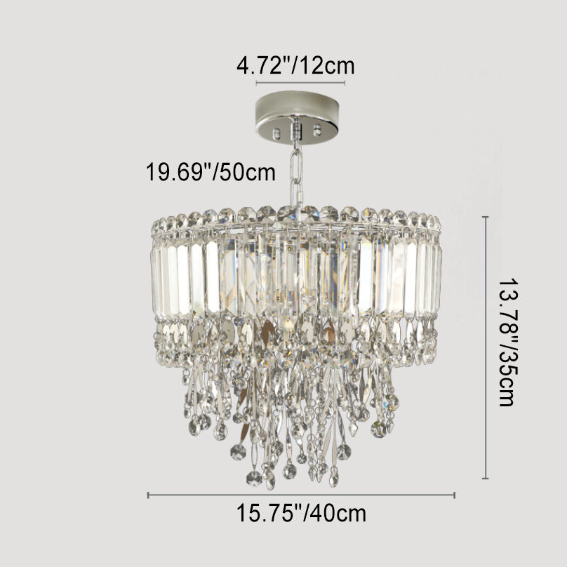 Modern Luxury Cylinder Stainless Steel Crystal 1/3 Light Chandelier For Living Room