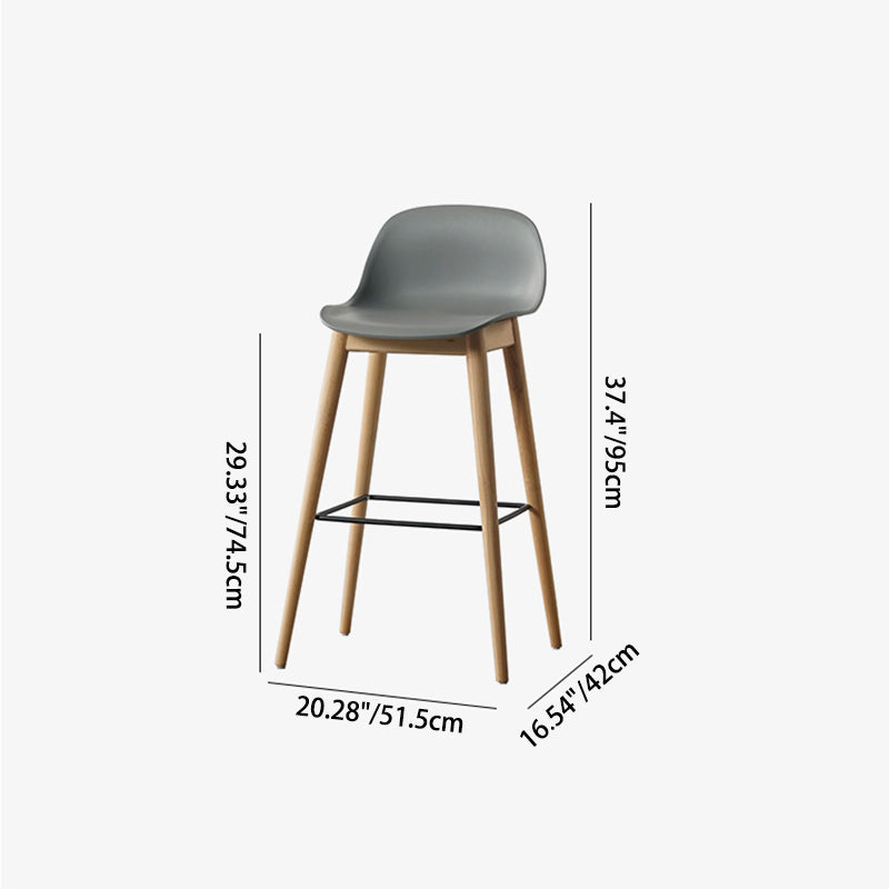 Contemporary Simplicity Square Plastic Wood Bar Stool Low Back Footrest For Dining Room