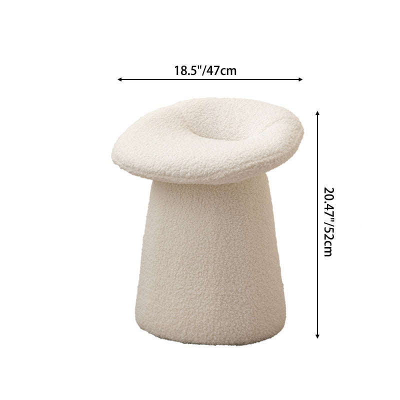 Contemporary Scandinavian Lambswool Round Vanity Stool For Bedroom