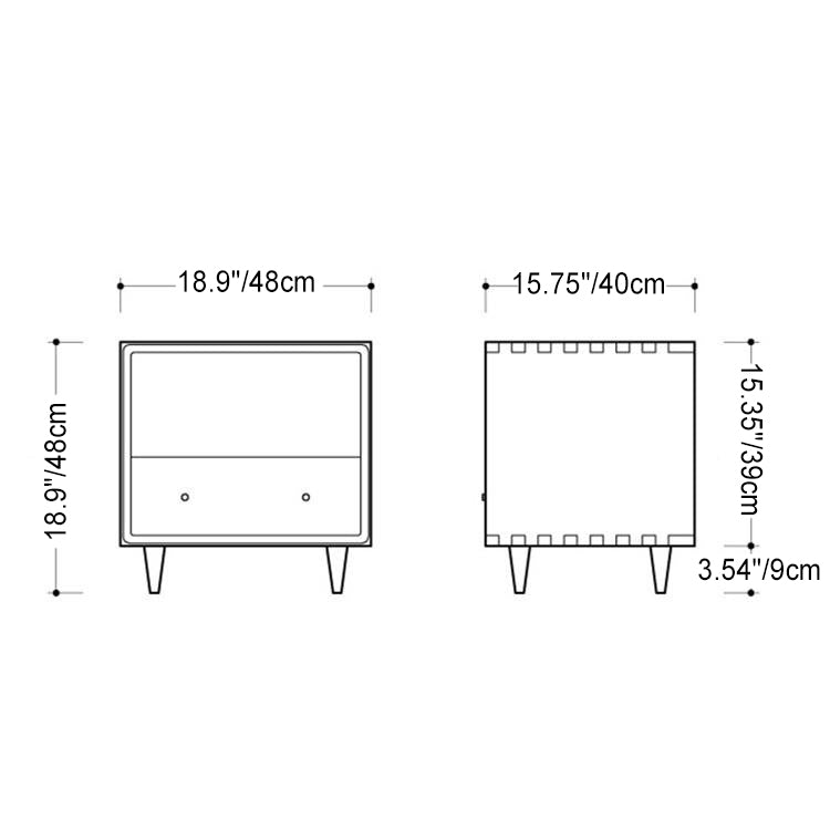 Contemporary Nordic Rectangular Solid Wood Nightstand 1-Drawer Cabinet For Bedroom